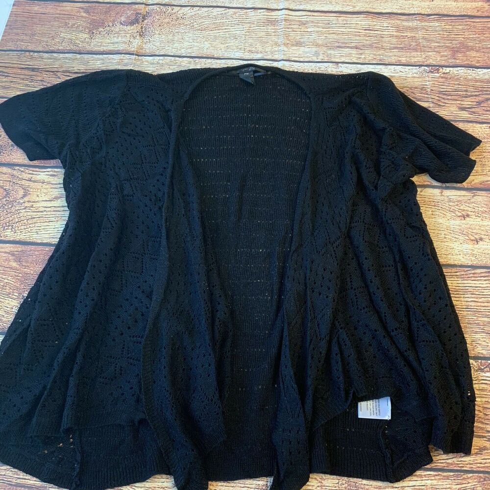 Style and Company Short Sleeve Black Open Front Cardigan Size Medium Petite